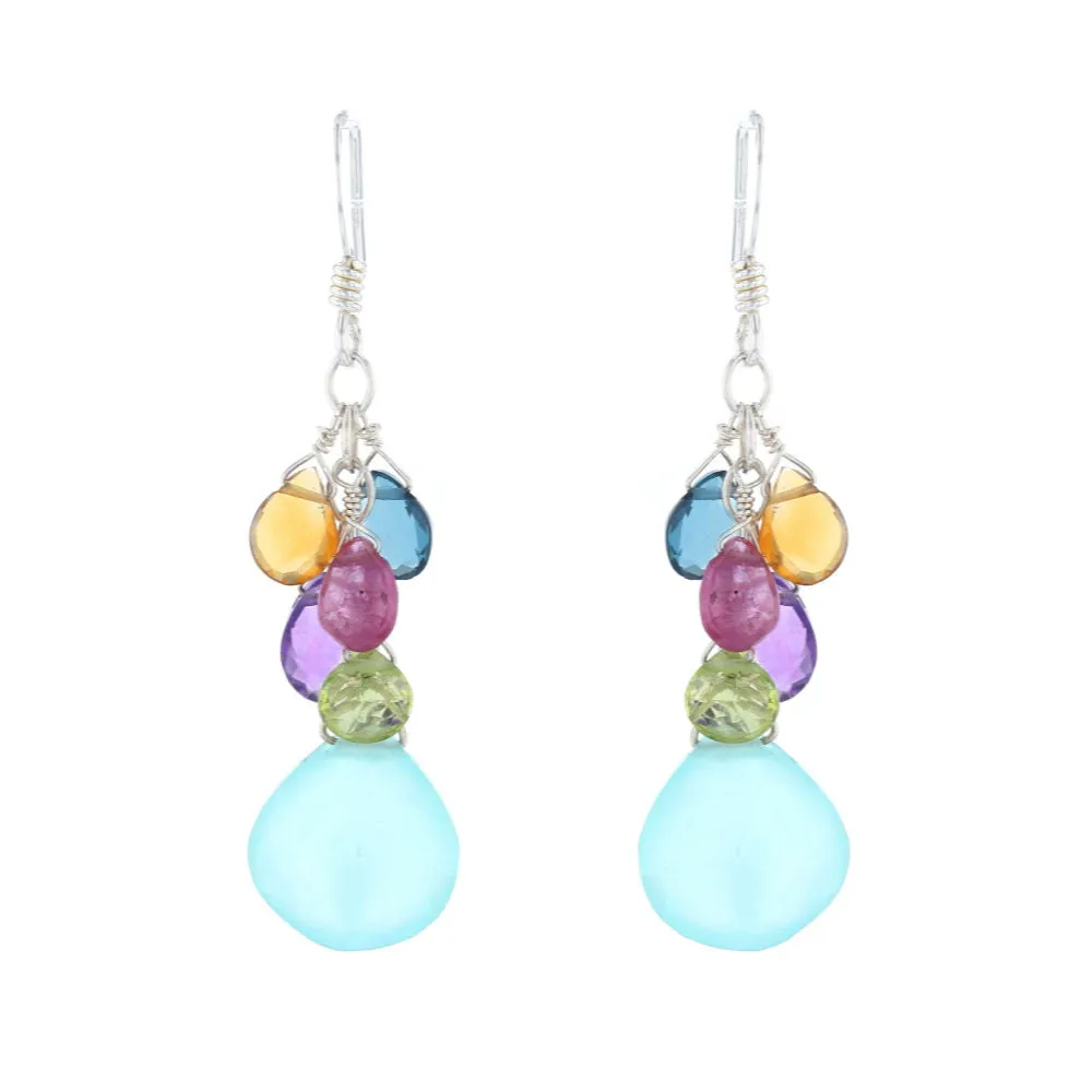 Briolette Chalcedony Multi-Color Earrings