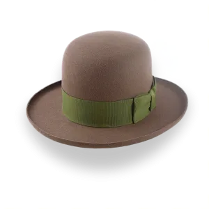 Brown Open Crown Felt Hat with Wide Rolled Brim | The Rover