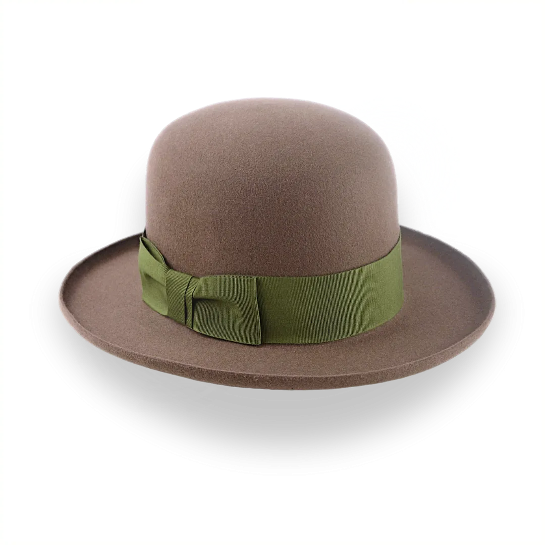 Brown Open Crown Felt Hat with Wide Rolled Brim | The Rover