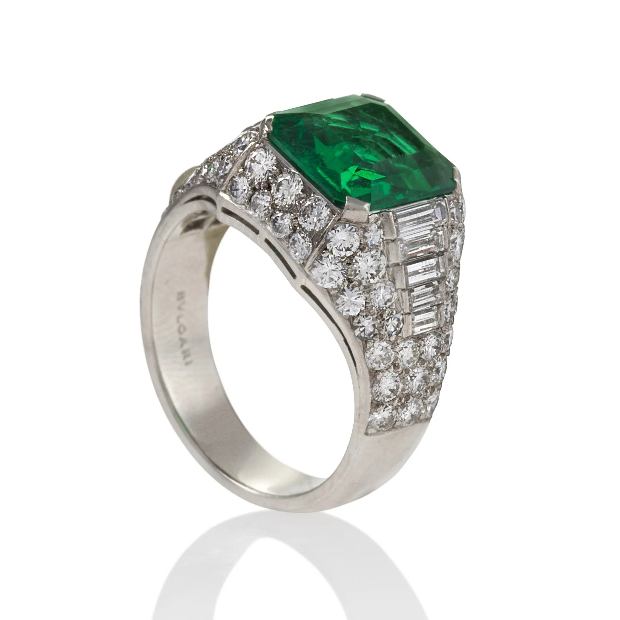 Bulgari Colombian Emerald and Diamond "Trombino" Ring