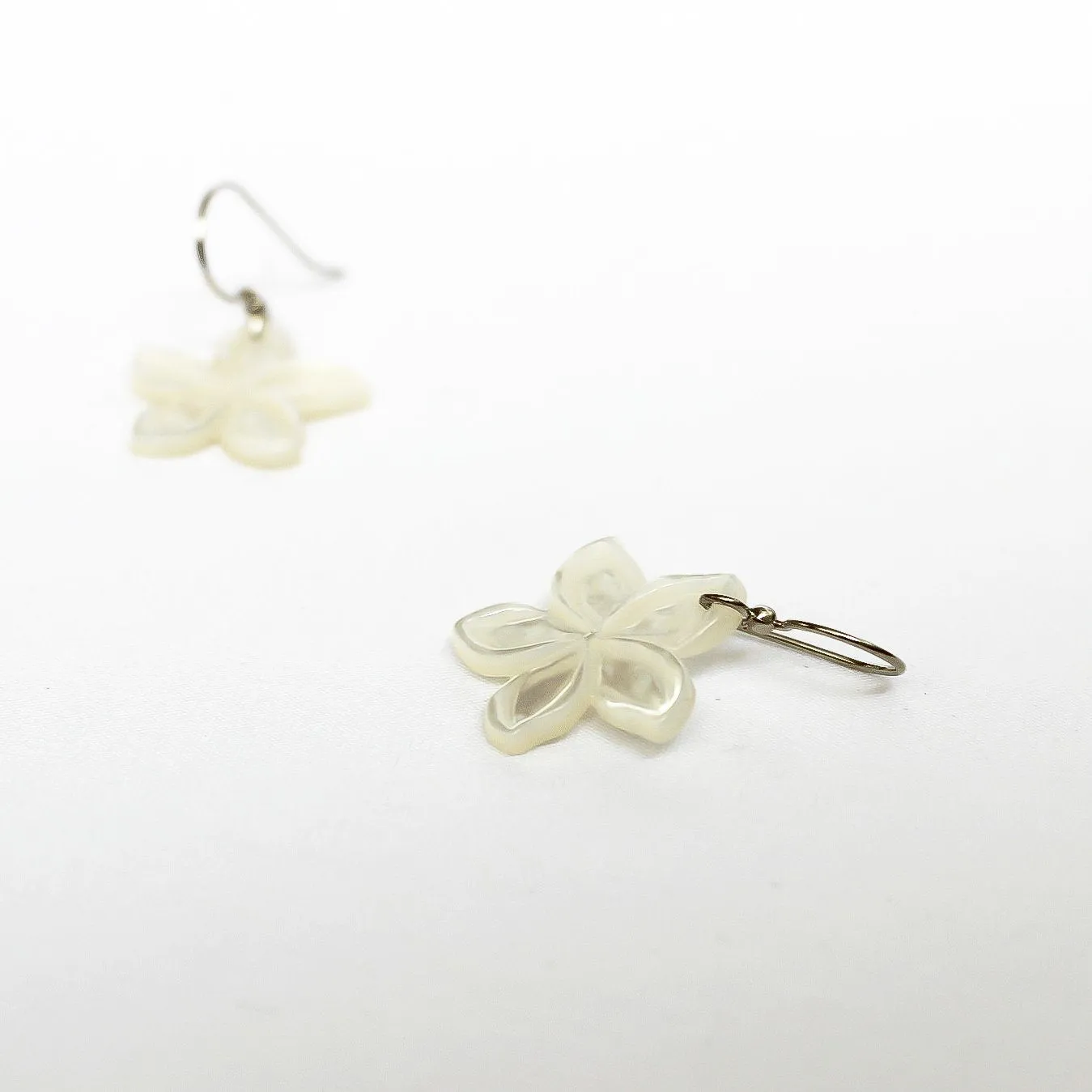 Carved Plumeria Earrings