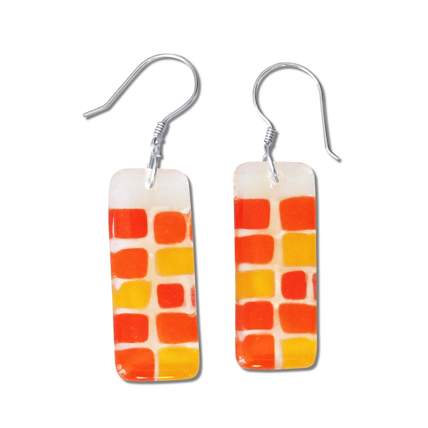 Checkerboard Glass Earrings - Black