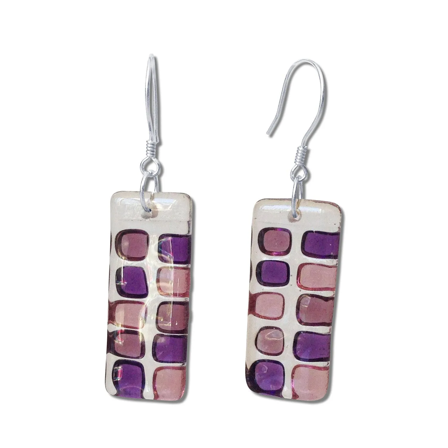 Checkerboard Glass Earrings - Black