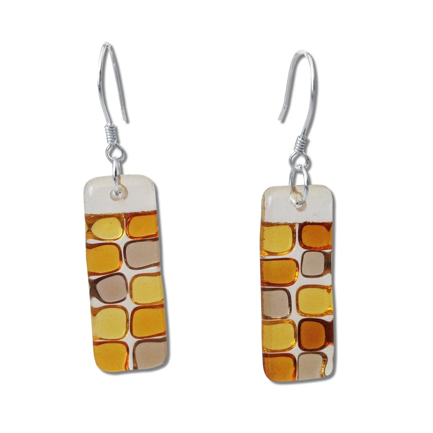 Checkerboard Glass Earrings - Black