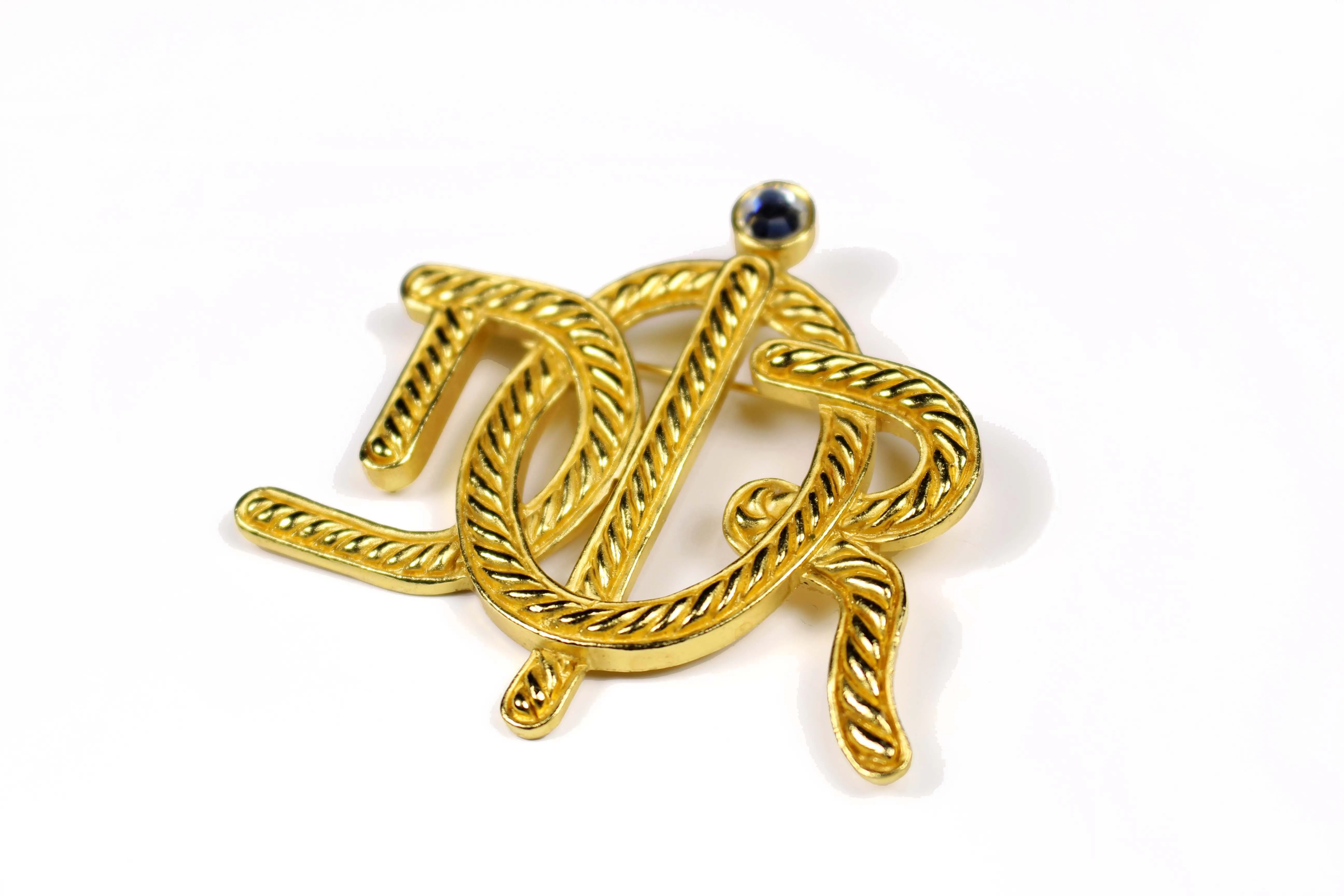 CHRISTIAN DIOR Logo rope brooch