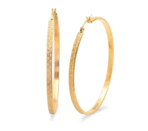 Classic Large Textured 60 MM Gold Tone Hoop Steel Earrings