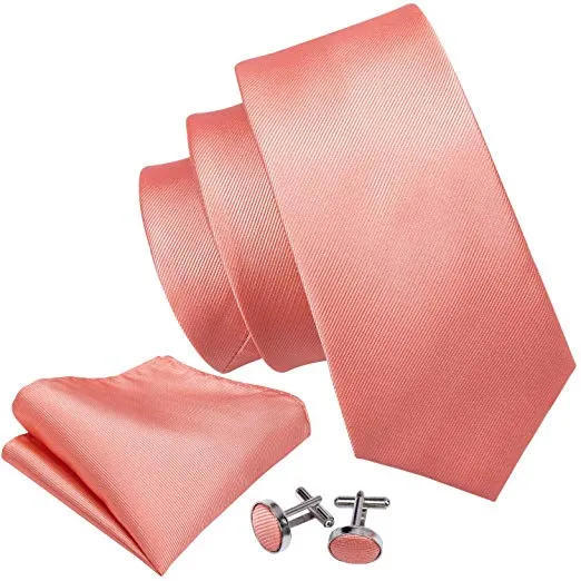 Coral Wedding Necktie Set-LBW328