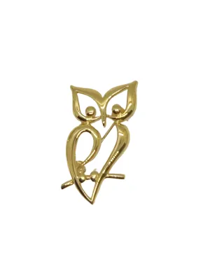 Crown Trifari Vintage Golden Openwork Owl Brooch