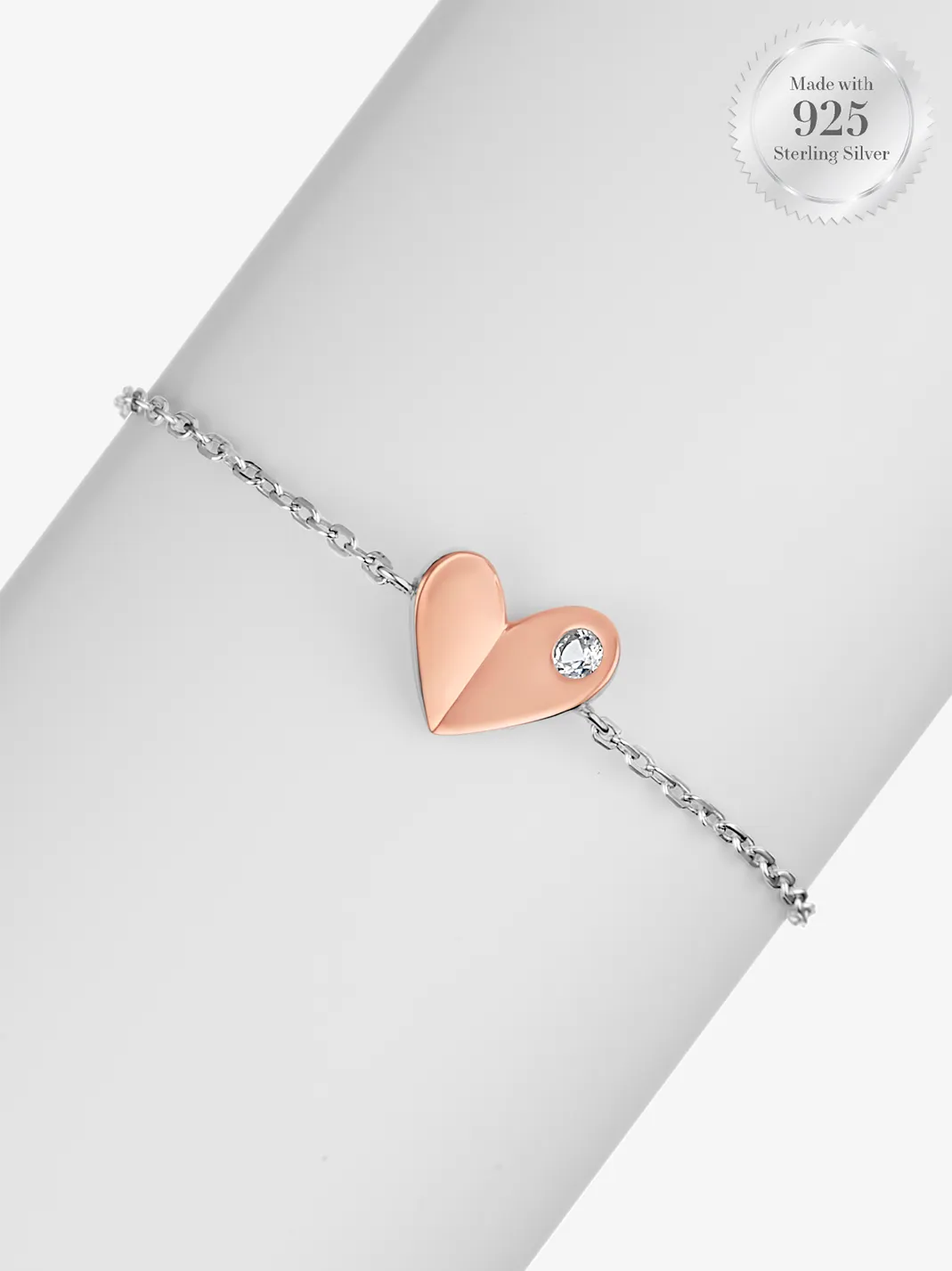 Dainty Folded Heart Two Tone Bracelet