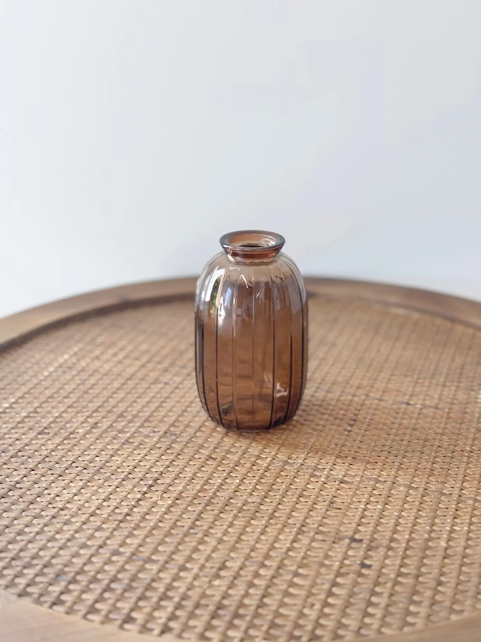 Delicate Ribbed Amber Vase