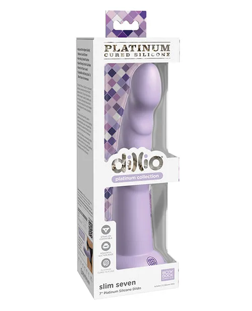 Dillio Platinum 7; Slim Seven Silicone Dildo - Purple