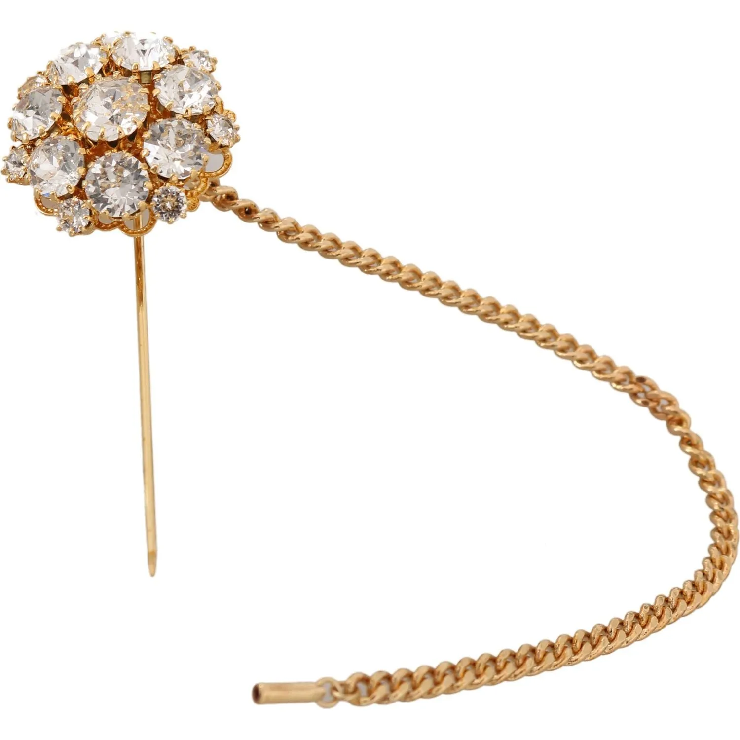 Dolce & Gabbana Exquisite Crystal-Embellished Gold Brooch