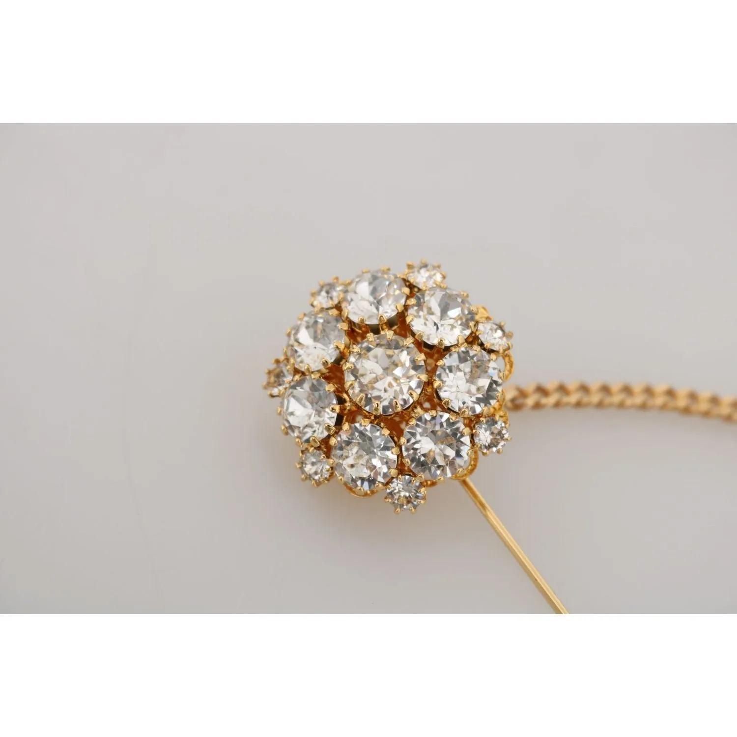 Dolce & Gabbana Exquisite Crystal-Embellished Gold Brooch