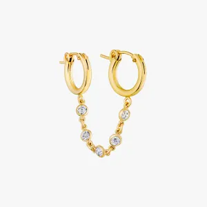 Double Hoop Sparkle Chain Earring