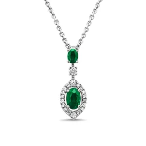 Double Oval Emerald and Diamond Pendant