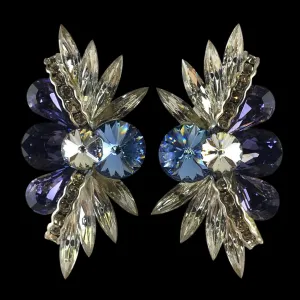 Earrings, Crystal - Purple Velvet - Light Sapphire Rhinestones