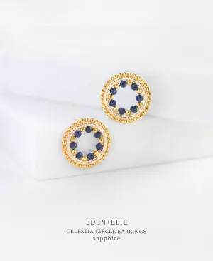 EDEN   ELIE Celestia Simple Circle Earrings - Sapphire