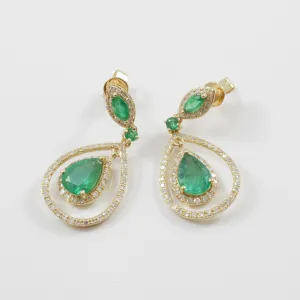 'Effy' Brasilica Yellow Gold Emerald & Diamond Earrings | 0.30ctw, 2.30ctw |