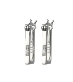 ELLE Sterling Silver CZ Rectangle Hoop Earrings (SI5097)