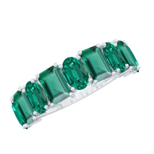 Emerald and Oval Lab Grown Emerald Half Eternity Ring