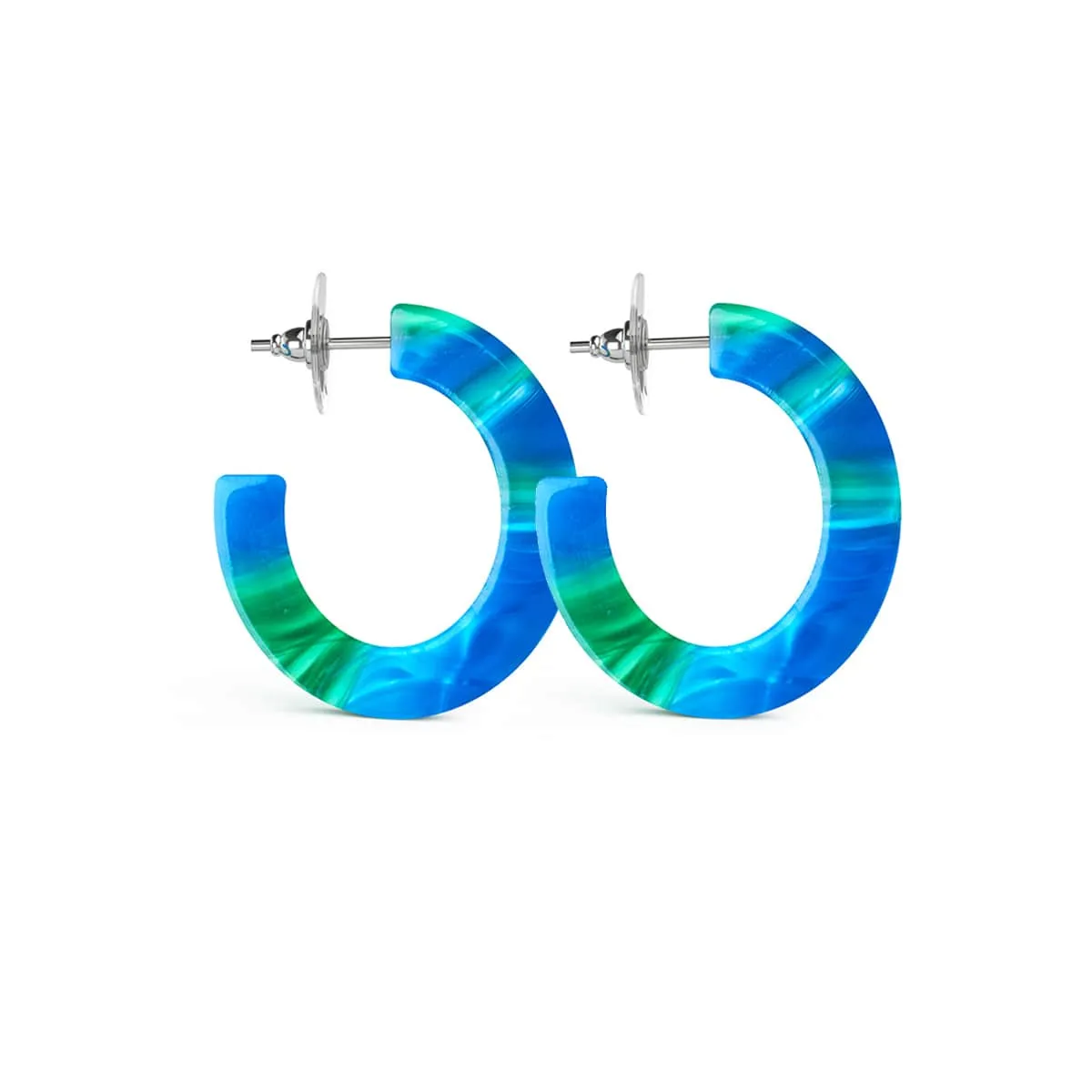 Emerald Ocean | Classic Hoop | Cellulose Acetate Earrings