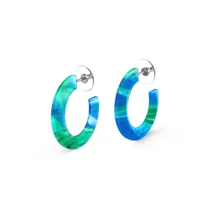 Emerald Ocean | Classic Hoop | Cellulose Acetate Earrings