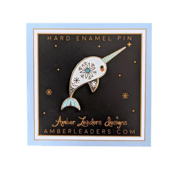 Enamel Pin - Winter Narwhal by Amber Leaders Designs