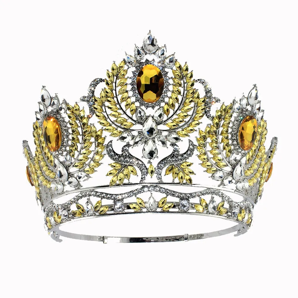 European Pageant Crystal Round Tiaras Crystal Beauty Pageant Accessories