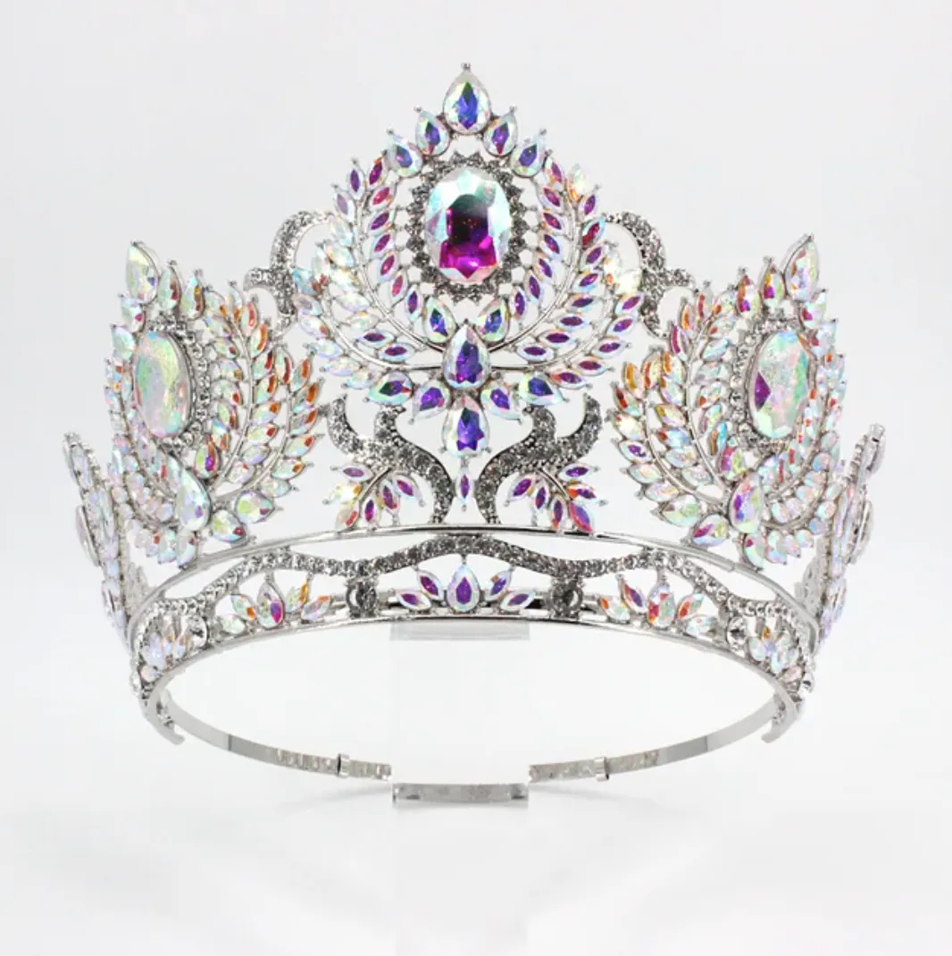 European Pageant Crystal Round Tiaras Crystal Beauty Pageant Accessories