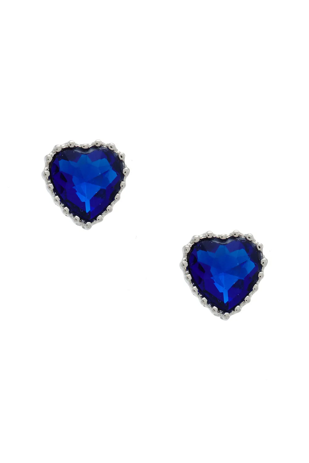 Faux Sapphire Gemstone Heart Earrings