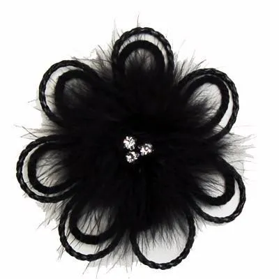 Flower Brooch - Feathers & Cord