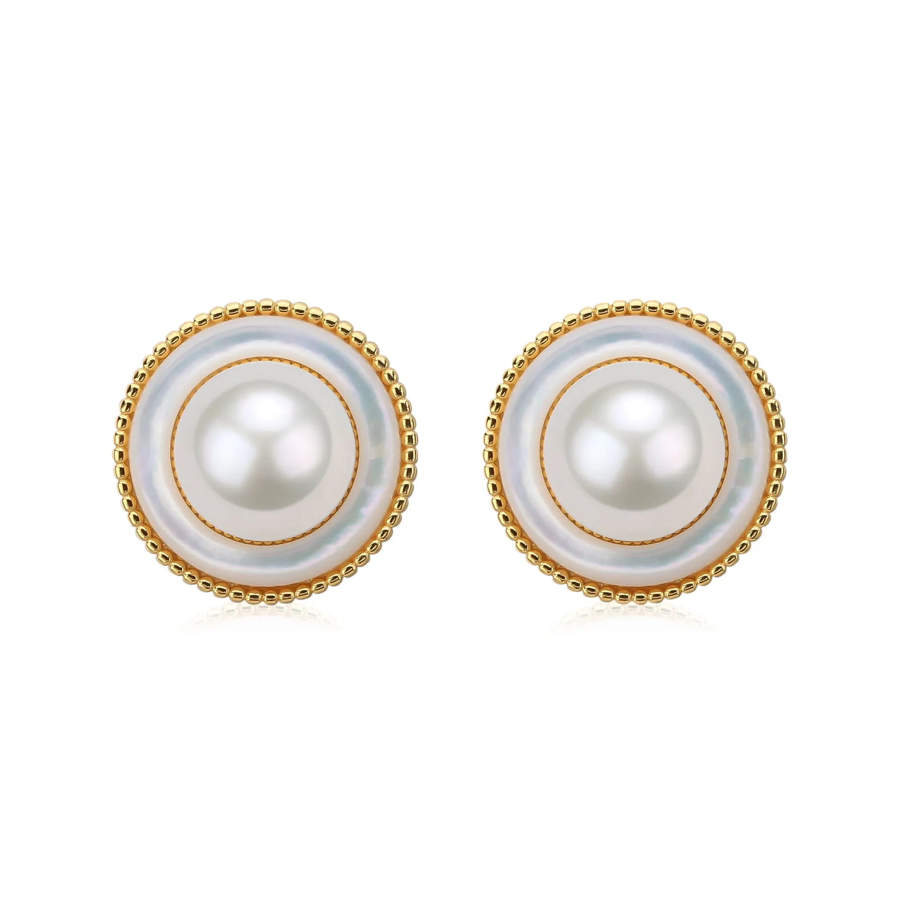 Freshwater Pearl Embed Mother of Pearl Earrings