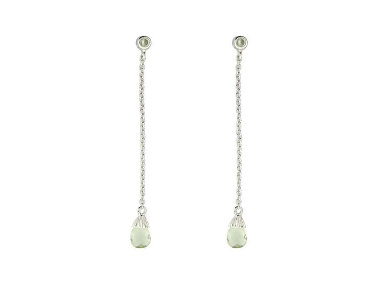 Fronay Collection Peridot CZ Briolette Earrings: Sterling Silver