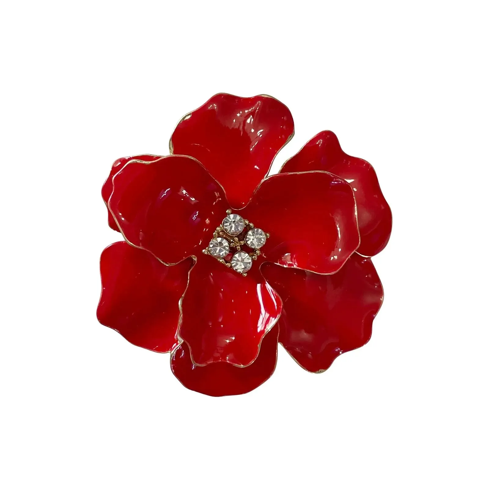 FSW Large Red Magnetic Poppy Brooch