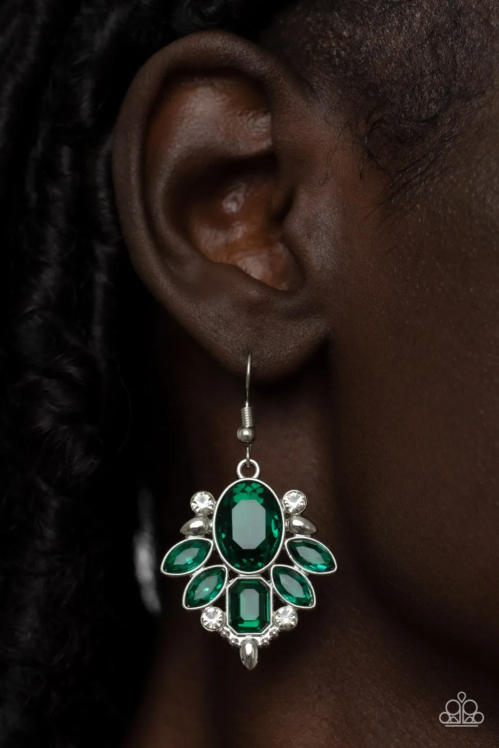 Glitzy Go-Getter - Green Earrings - Paparazzi Accessories