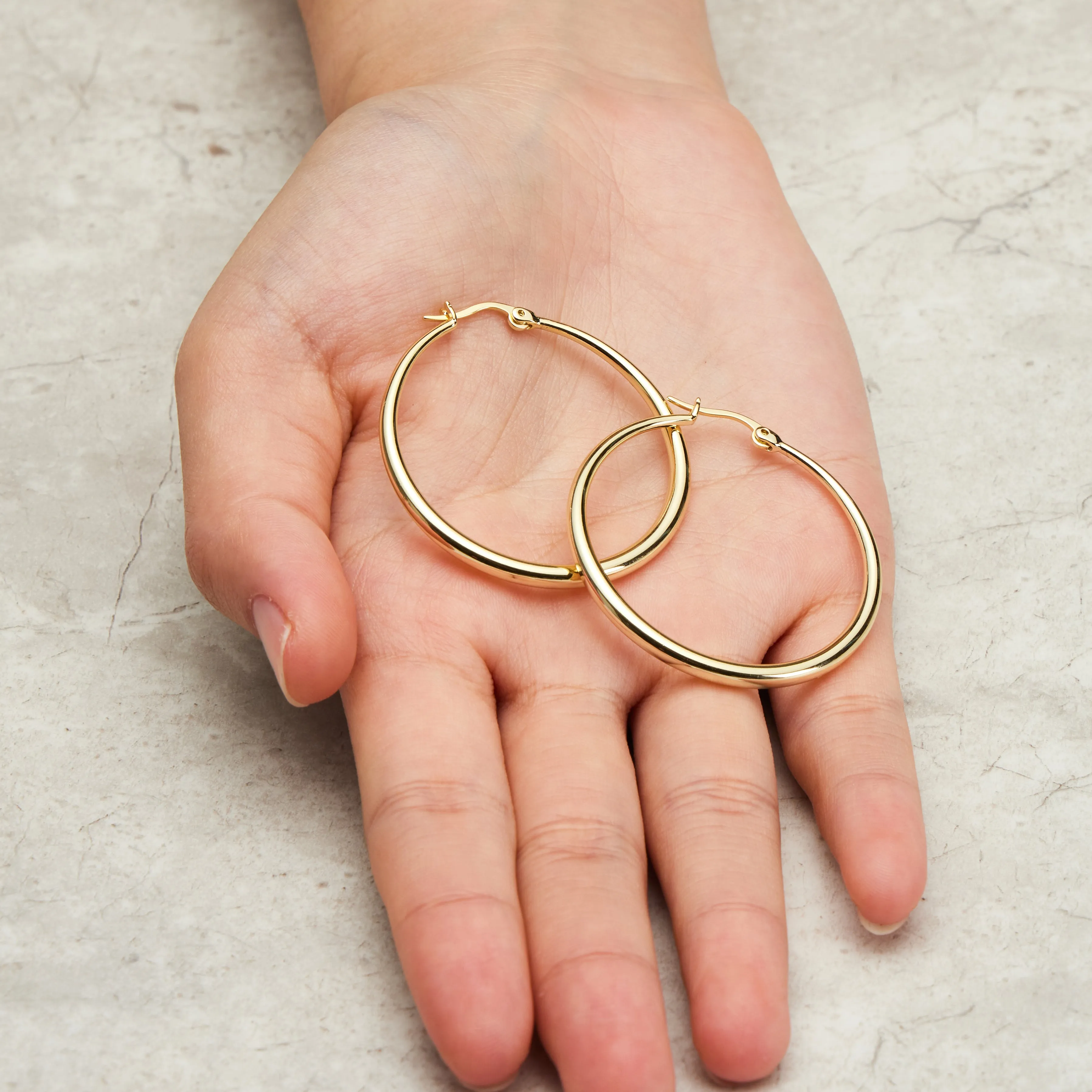 Gold Plated 40mm Hoop Earrings