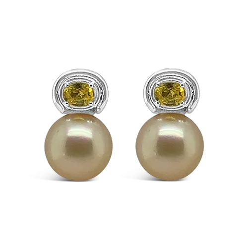 Golden Pearl & Yellow Sapphire Earrings