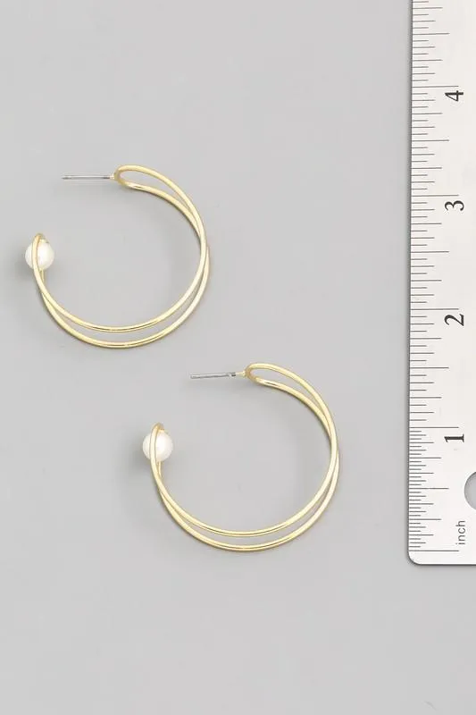 Golden Pearl Hoop Earrings