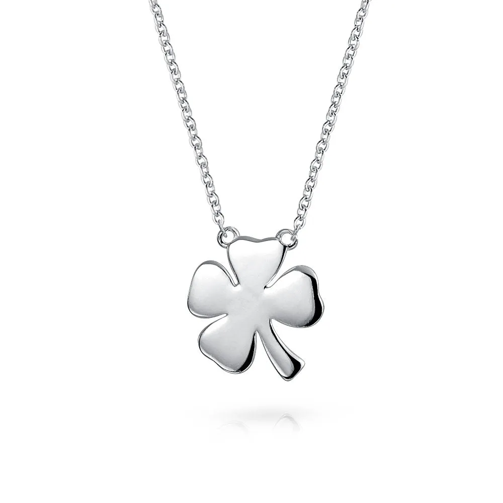 Good Luck Flower Hearts Clover Stud Earrings Pendant Necklace Sterling Silver