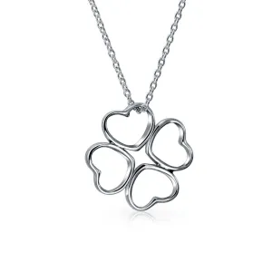 Good Luck Flower Hearts Clover Stud Earrings Pendant Necklace Sterling Silver