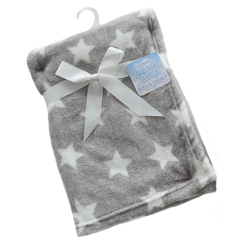 Grey Star Printed Coral Fleece Wrap