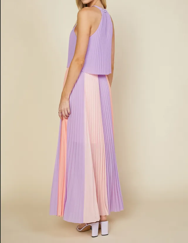 Halter Pleated Maxi Dress