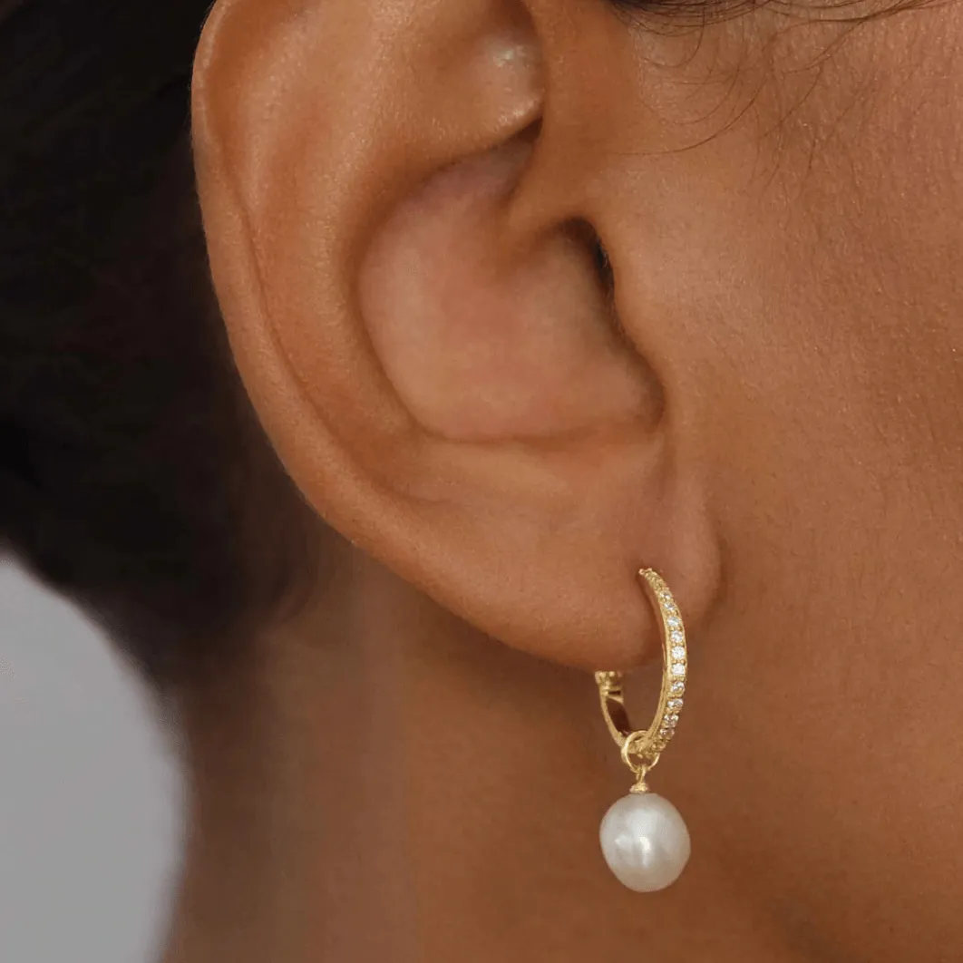 Intention of Peace Pearl Hoops