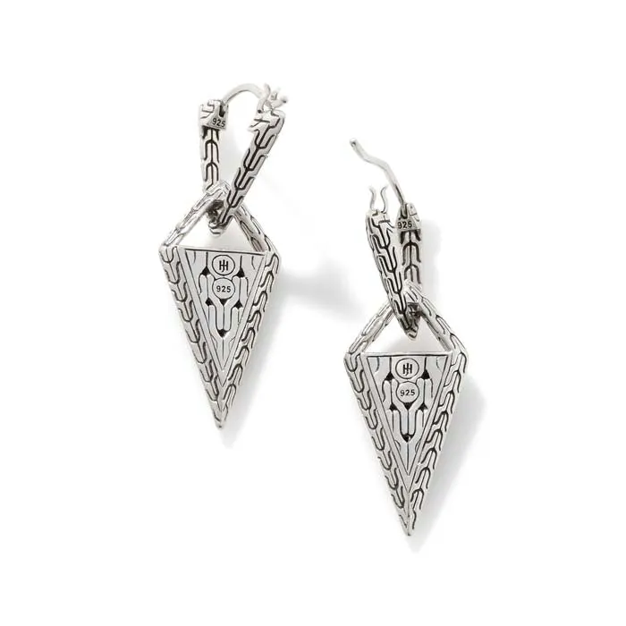 John Hardy Tiga Transformable Drop Earrings with Black Sapphires and Black Spinel in Sterling Silver