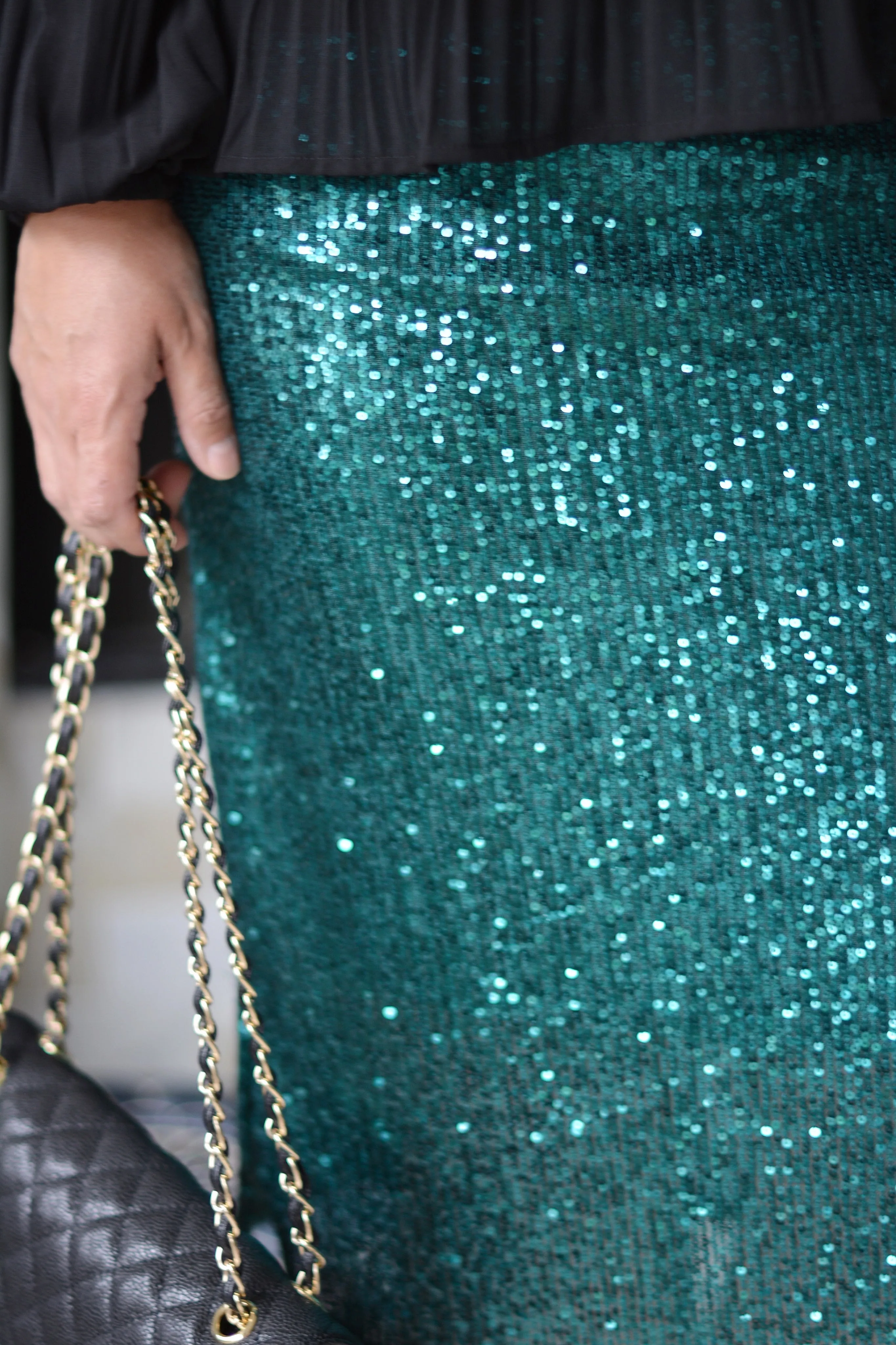 Kyllie Emerald Green Sequin Skirt