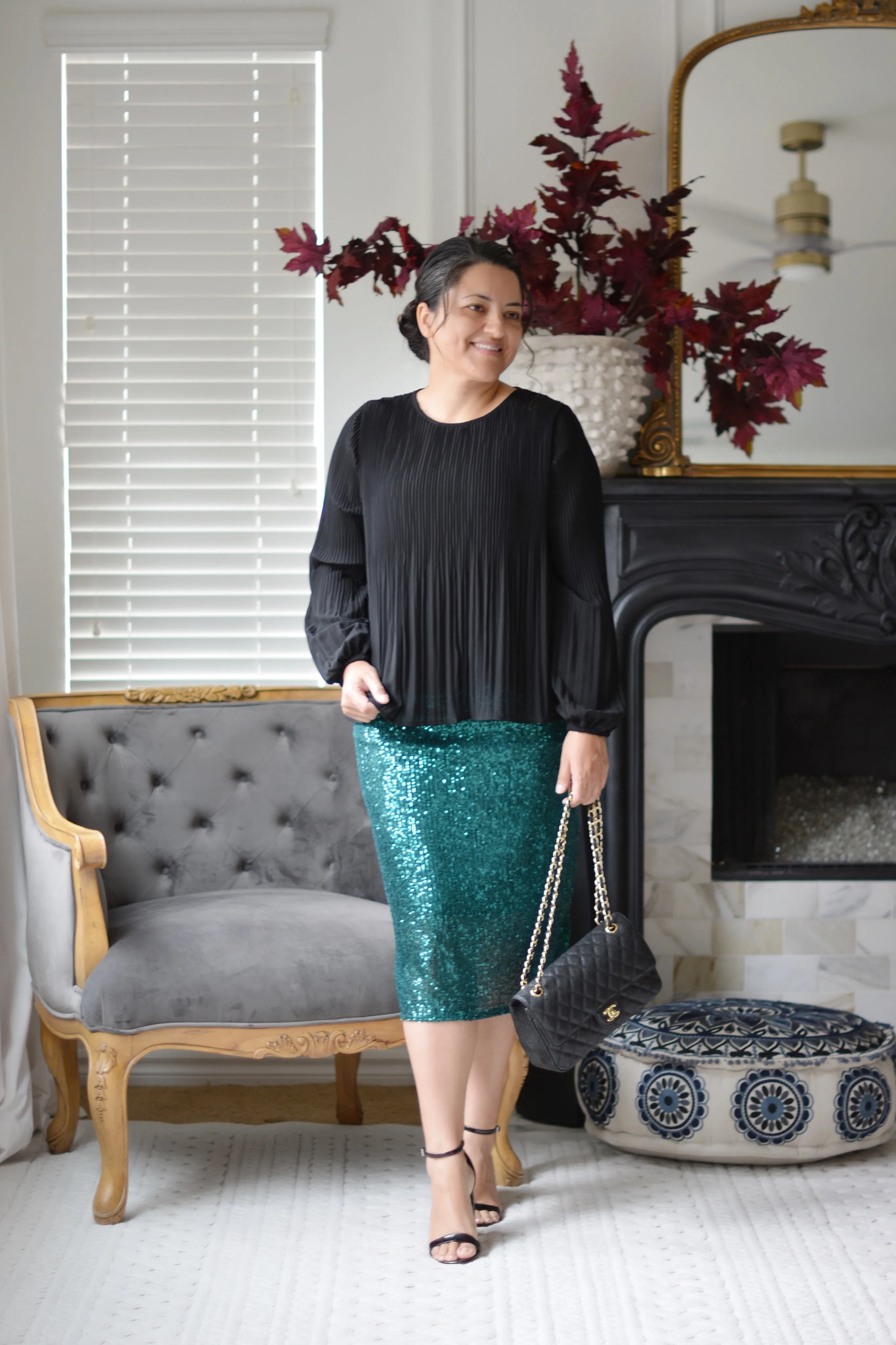 Kyllie Emerald Green Sequin Skirt