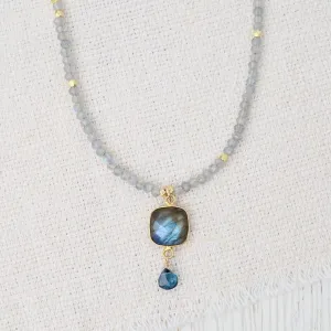 Labradorite Square Bezel Link Necklace