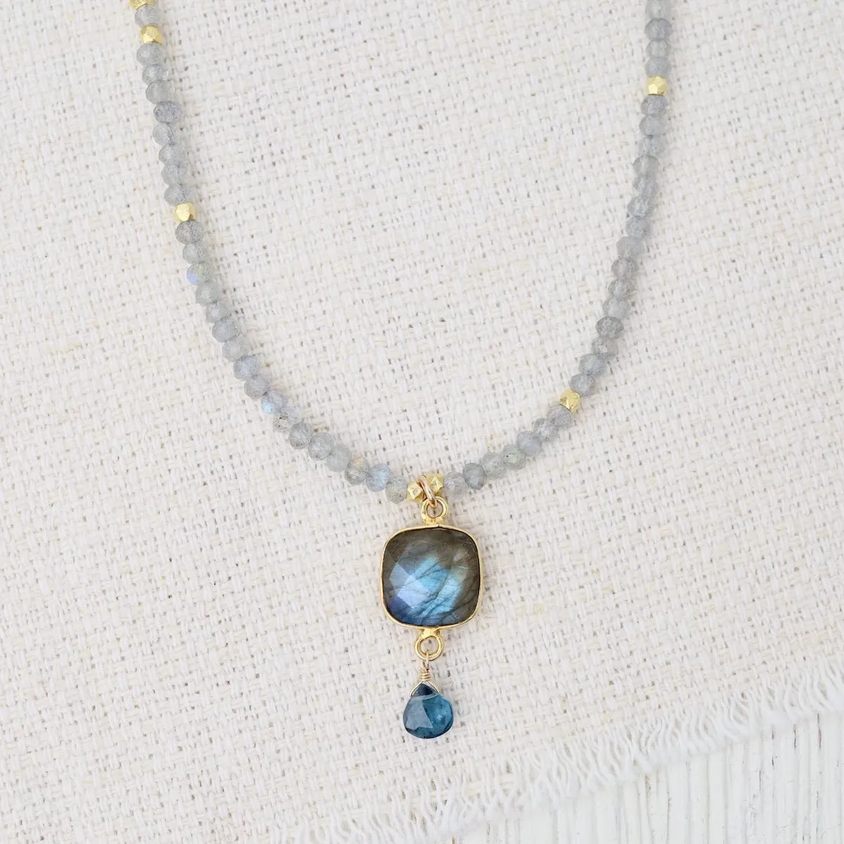 Labradorite Square Bezel Link Necklace