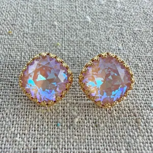 Large Vertical Cushion Crown Post Earrings