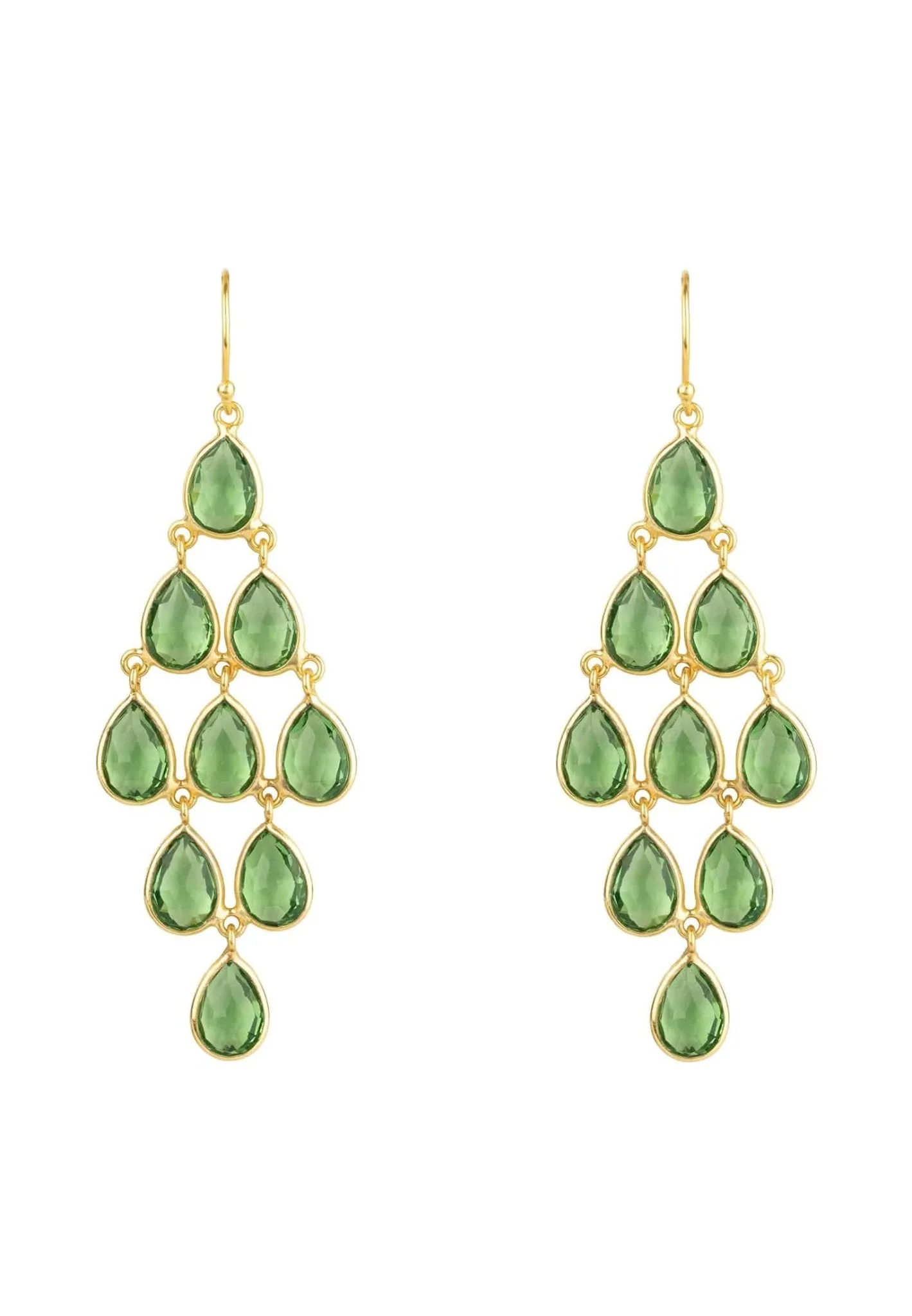 Latelita London Erviola Gemstone Cascade Earrings Gold Peridot